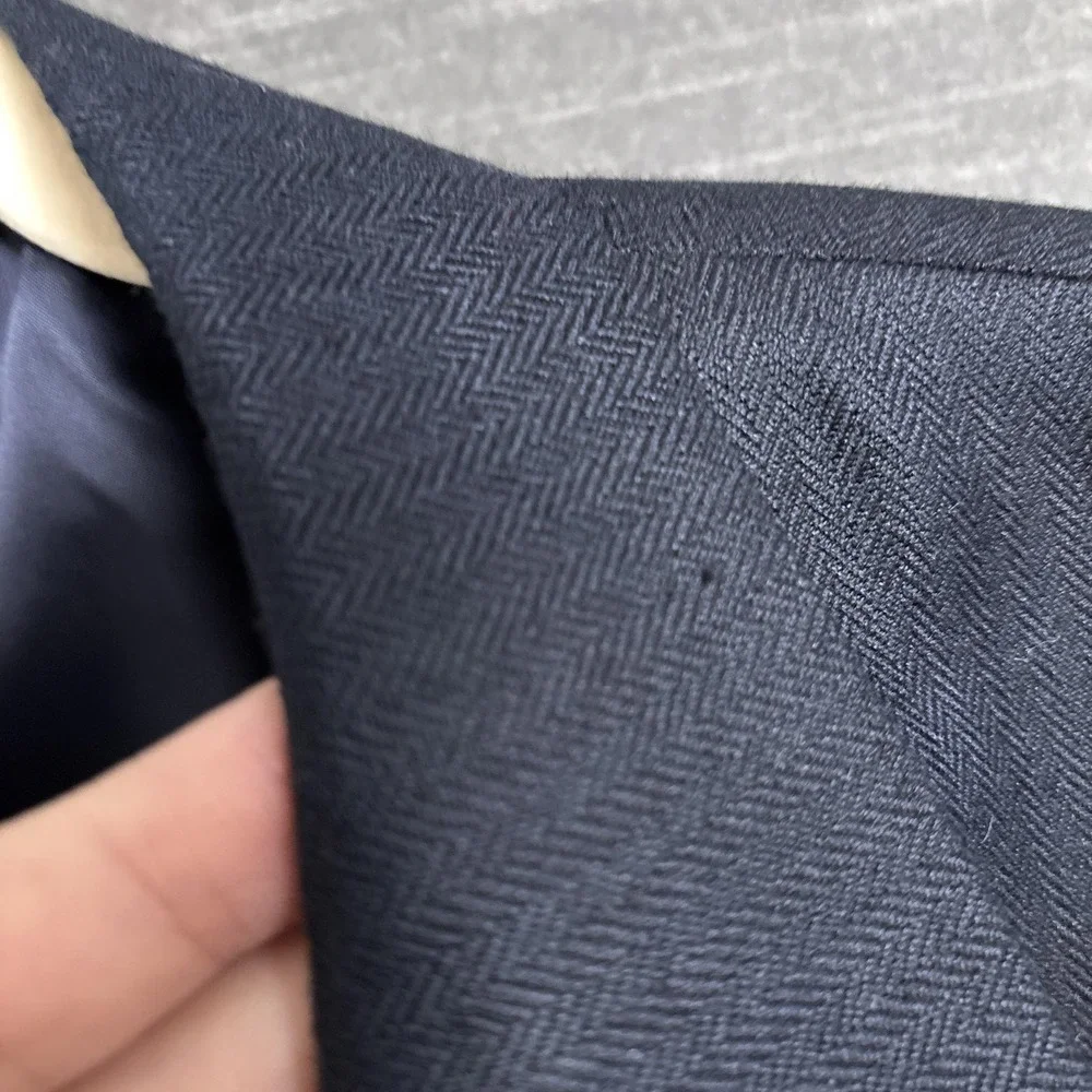 Jos A Bank Sport Coat 46L Blue Herringbone Silk Camelhair Blazer Jacket Classic